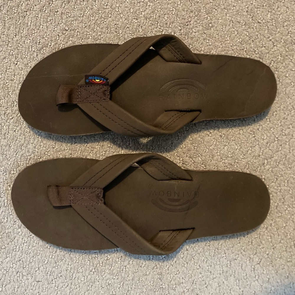 Rainbow flip flops